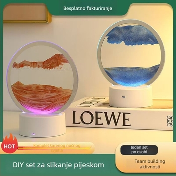 Noćna svjetiljka s pijeskom — DIY paket od stakla, polu-ručna izrada, polirana površina, abstraktan moderni dekor za dnevni boravak