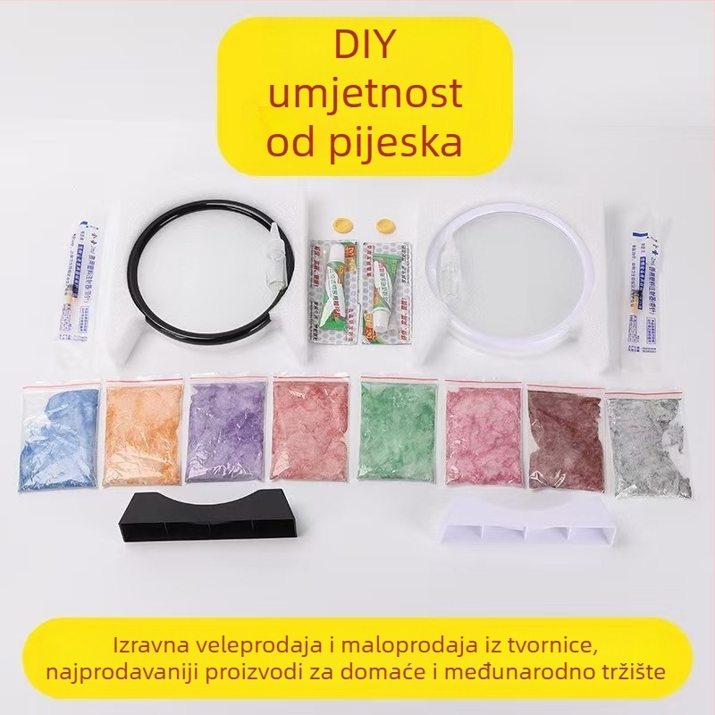 Noćna svjetiljka s pijeskom — DIY paket od stakla, polu-ručna izrada, polirana površina, abstraktan moderni dekor za dnevni boravak