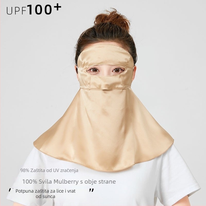 Maska od svile od mulberry, maska za cijelo lice i vrat, UV zaštita, prozračan 3D dizajn, 100% svila, ljeto