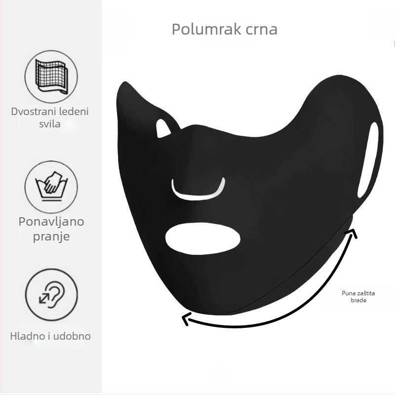 Maska od Ice Silk za zaštitu od sunca, s ušnim kopčama, unisex, jednobojni uzorak