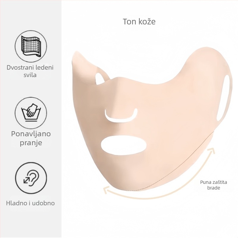Maska od Ice Silk za zaštitu od sunca, s ušnim kopčama, unisex, jednobojni uzorak