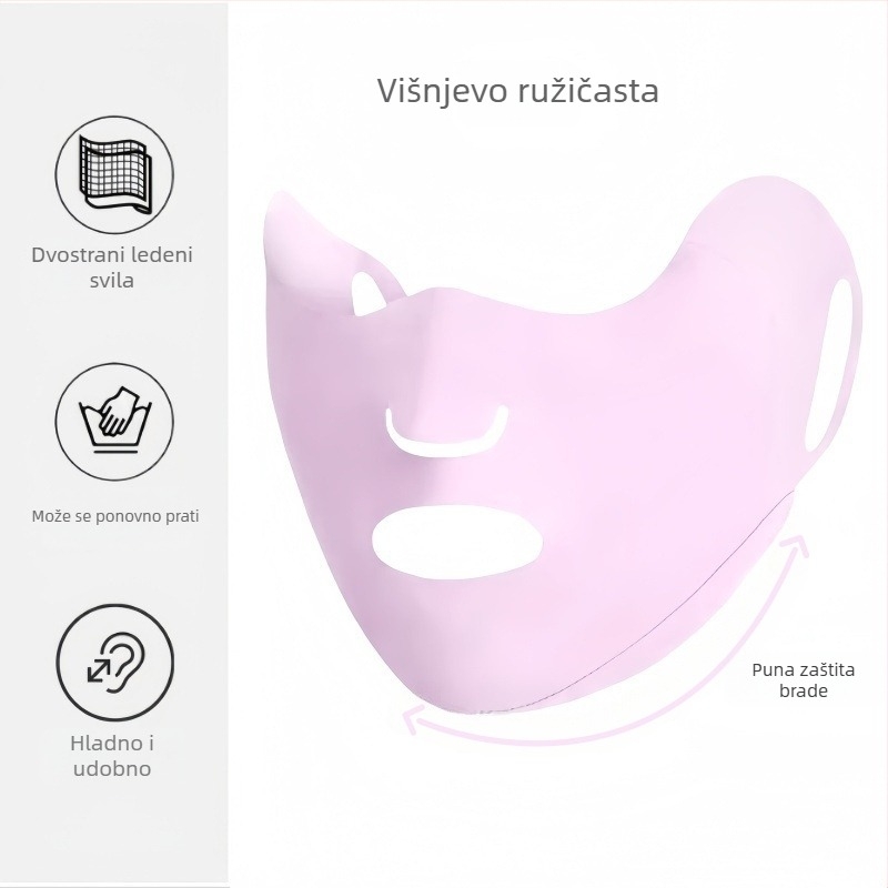 Maska od Ice Silk za zaštitu od sunca, s ušnim kopčama, unisex, jednobojni uzorak