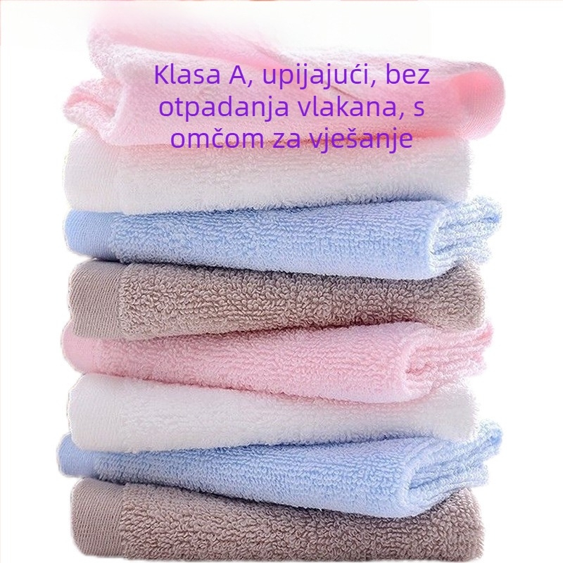 Pamukov kvadratni ručnik s petljom za vješanje, upijajući ručnik za lice i ruke za djecu i odrasle, pogodan za bebe, vrtić i kućnu uporabu.