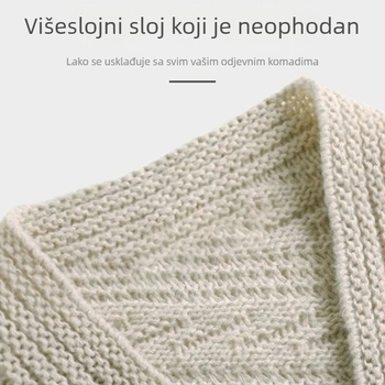 Pletena ogrtač-šal s kapuljačom za žene, poliester, warp pletenje, lagano i toplo za proljeće, ljeto i zimu