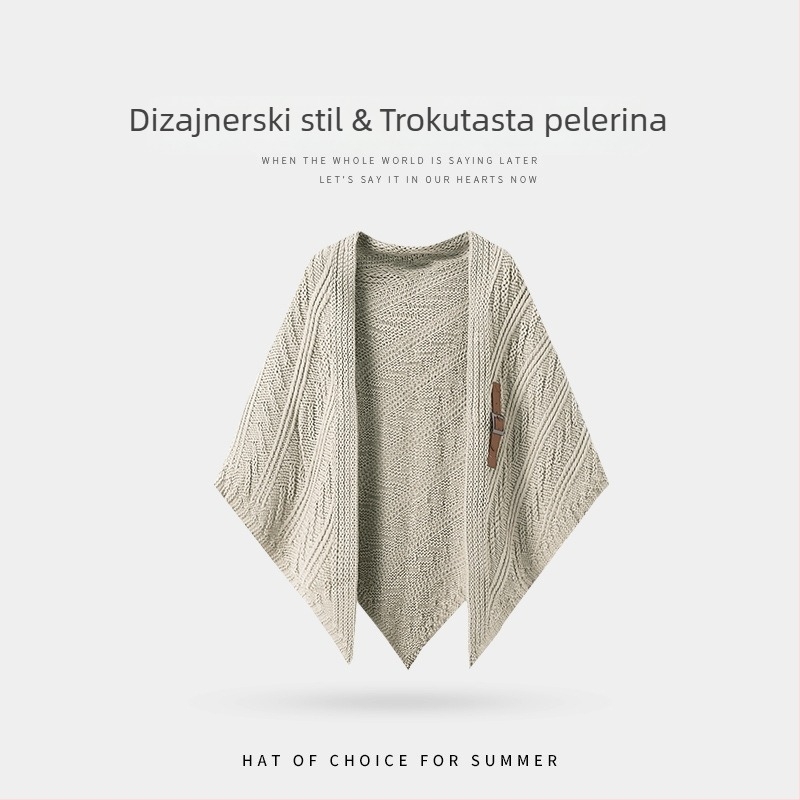 Pletena ogrtač-šal s kapuljačom za žene, poliester, warp pletenje, lagano i toplo za proljeće, ljeto i zimu