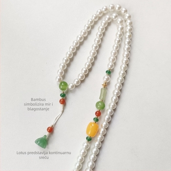 Ogrlica s umjetnim perlama, duga perlana ogrlica za žene, srednjovjekovni retro stil, materijal: umjetne perle, obujam 81 cm i više, težina 120 g