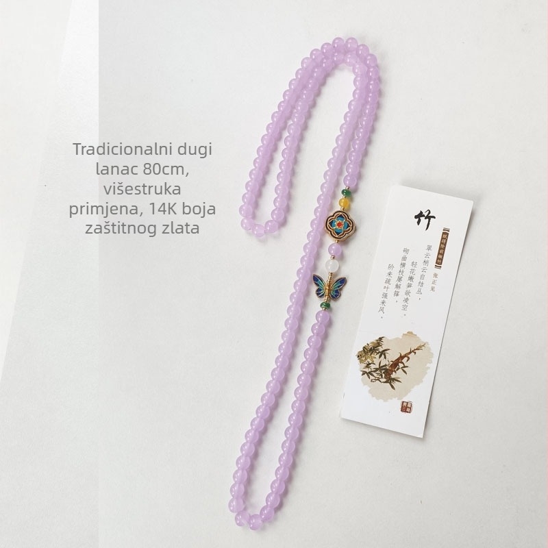 Ogrlica s umjetnim perlama, duga perlana ogrlica za žene, srednjovjekovni retro stil, materijal: umjetne perle, obujam 81 cm i više, težina 120 g