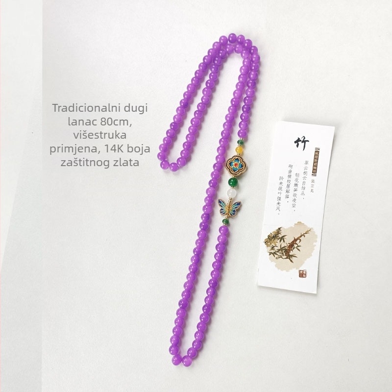 Ogrlica s umjetnim perlama, duga perlana ogrlica za žene, srednjovjekovni retro stil, materijal: umjetne perle, obujam 81 cm i više, težina 120 g