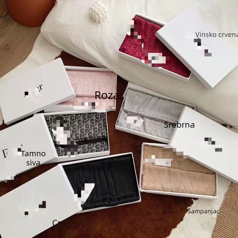 Zimski šal od poliester satin, Jacquard tkanina, srednja duljina, sladak stil, sadržaj poliestera preko 96%