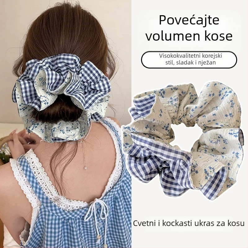 Gumica za kosu scrunchie s dvostrukim dizajnom, tkanina, ručna izrada, korejski stil, visoka elastičnost, Diqian 440