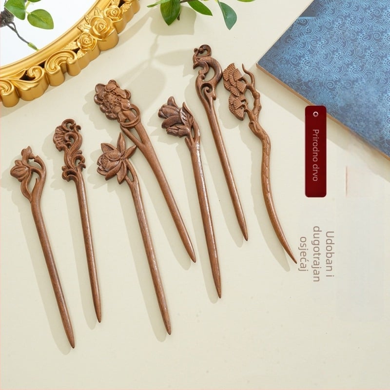 Drvena spona za kosu, drevni kineski stil, dodatak za kosu, podrijetlo: Jinhua Dongyang, jesen 2024
