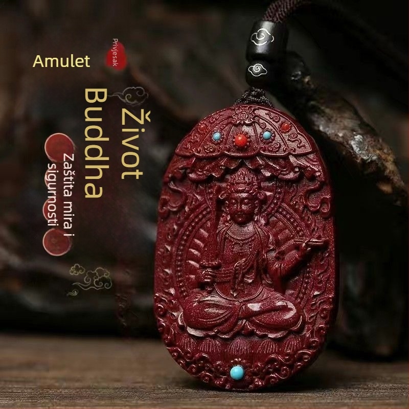 Ogrlica Bodhisattva od cinnamara, privjesak 50 g, nacionalni stil, retro književnost i umjetnost