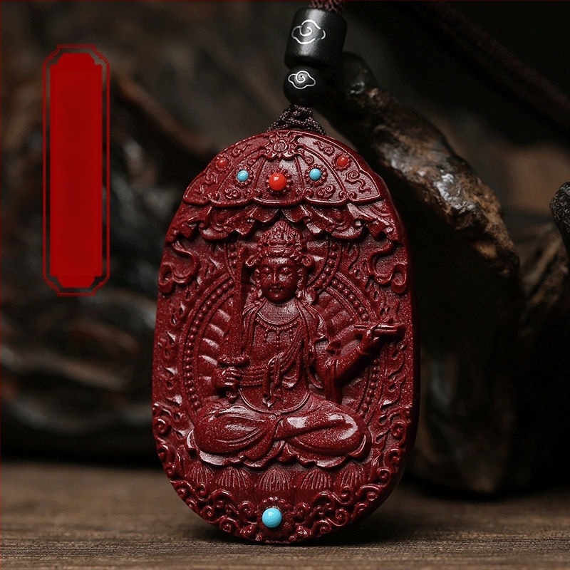 Ogrlica Bodhisattva od cinnamara, privjesak 50 g, nacionalni stil, retro književnost i umjetnost