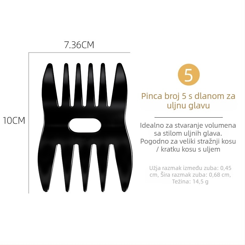 Češalj za friziranje s teksturiranim zubima, plastični, brend French map, za svakodnevnu upotrebu