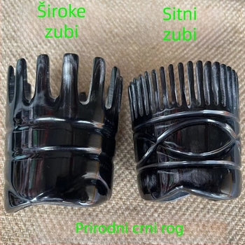 Šampon češalj od roga — poliran, okruglog oblika, etnički/unisex stil