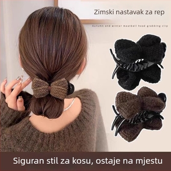 Pleteni kopča za kosu s mašnicom za ženske punđe