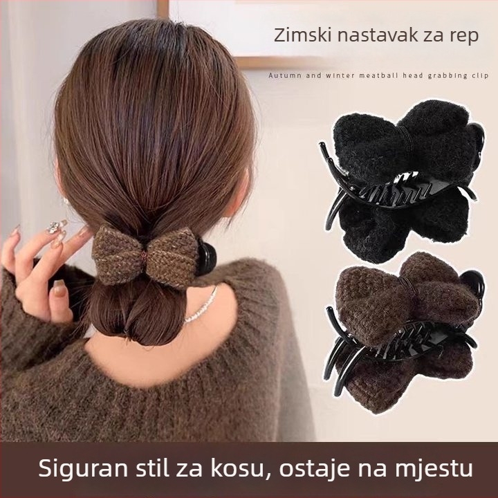Pleteni kopča za kosu s mašnicom za ženske punđe