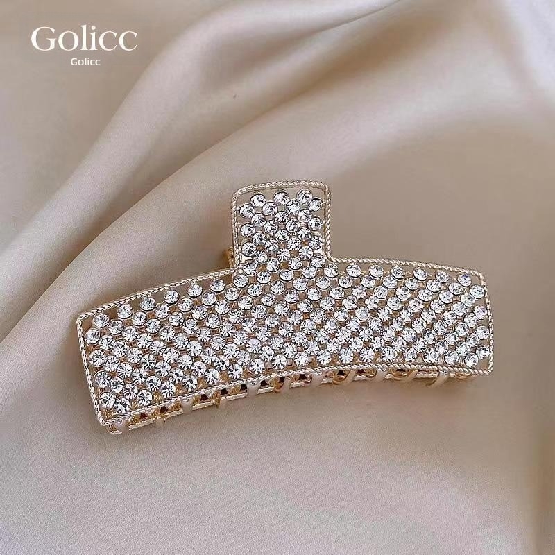 Aksesoar za kosu Shark Clip s dijamantnim kristalima, legura, elektroplatiranje, za žene, zima 2022