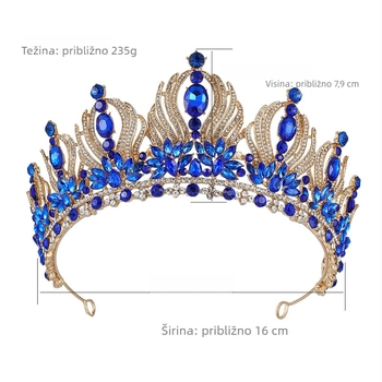 Dodaci za glavu – Kruna tiara, legura, s dijamantnim ugradnjama, ženski stil