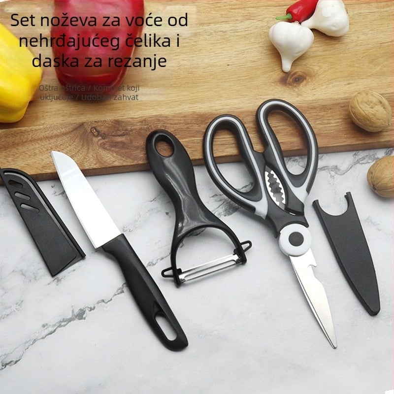 Set od tri kuhinjske škare — nehrđajući čelik, višestruke namjene, prijenosno za dom i vanjsku upotrebu