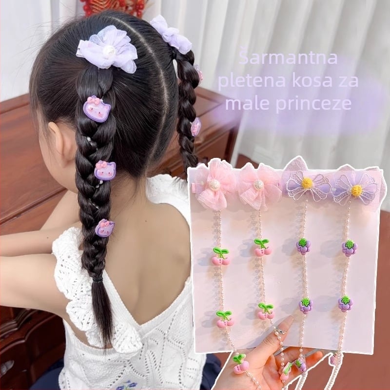 Dječji dodatak za kosu s cvjetnim motívom i biserima — crtani film motiv, materijal mješavina, sladak stil, mikro pave obrada, podrijetlo Jinhua, jesen 2024