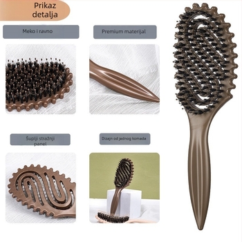 Styling češalj s šupljim S-oblika dizajna; materijal: pšenična slama + najlon; funkcije: masaža, ravnanje, kovrčanje