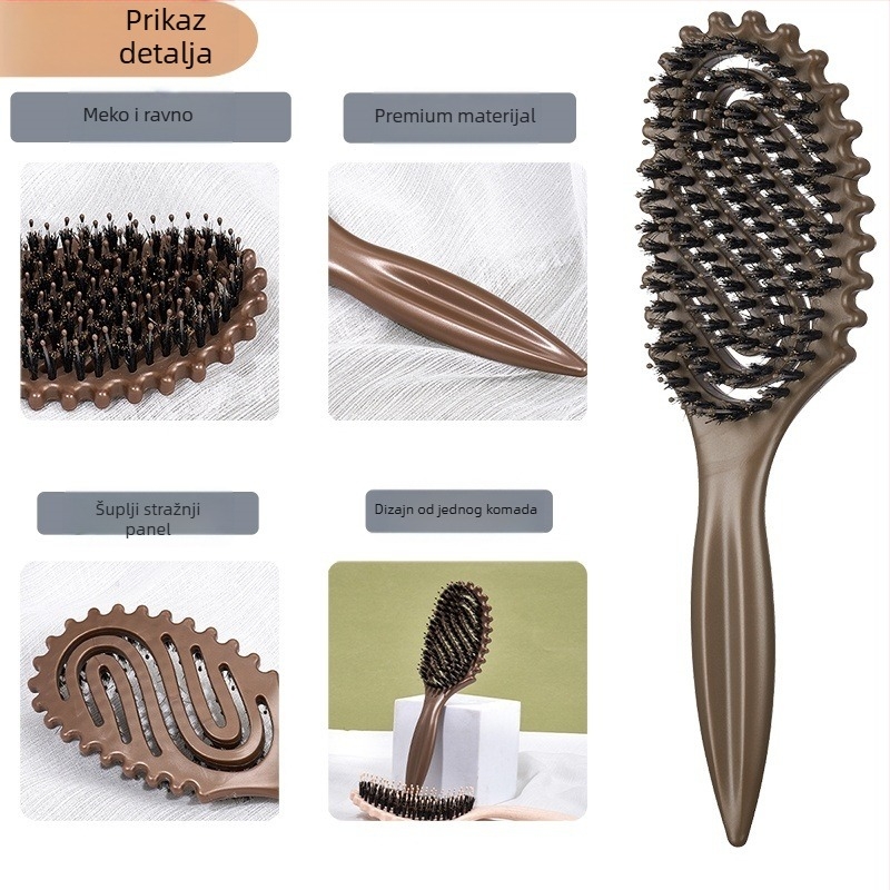 Styling češalj s šupljim S-oblika dizajna; materijal: pšenična slama + najlon; funkcije: masaža, ravnanje, kovrčanje