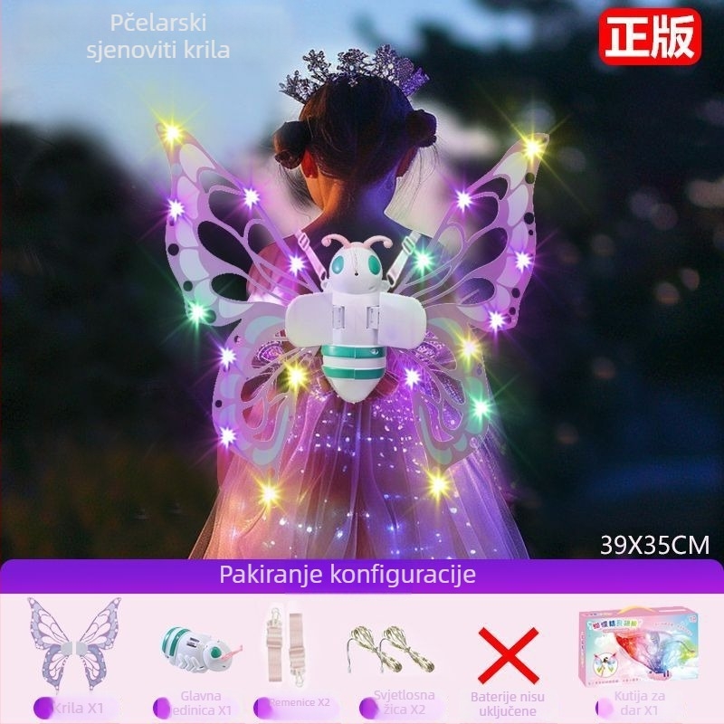 LED svijetlena leptirova krila za leđa – dječji dodatak od plastike s dinamičkim svjetlosnim učinkom, za uzrast 14+