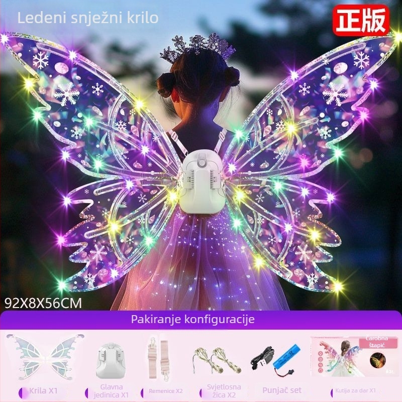 LED svijetlena leptirova krila za leđa – dječji dodatak od plastike s dinamičkim svjetlosnim učinkom, za uzrast 14+