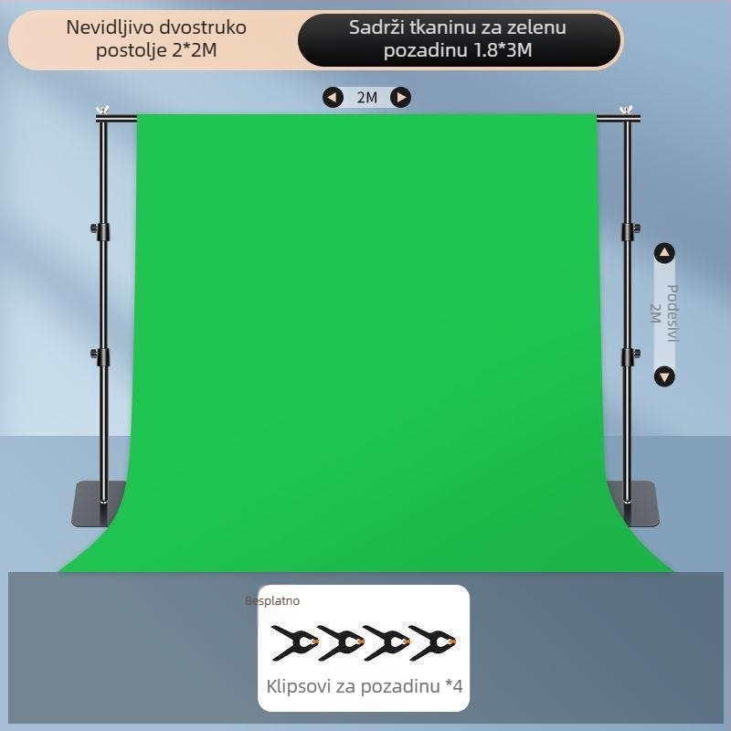 Chromakey platno za pozadinu s prijenosnim stalkom, ojačana konstrukcija