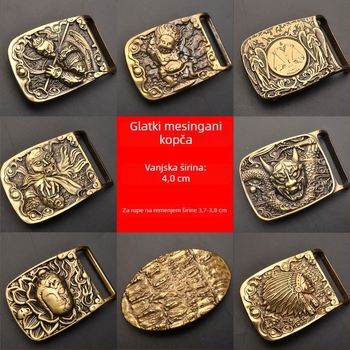 Krokodil uzor bakrena kopča za remen, unisex, glatka kopča, oblik ovalno-pravokutni