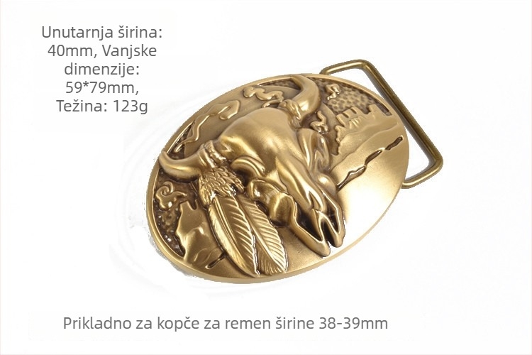 Kopča za pojas – bakrena glatka pločasta kopča, ručno izrađena, pogodna za sve sezone, proljeće 2023