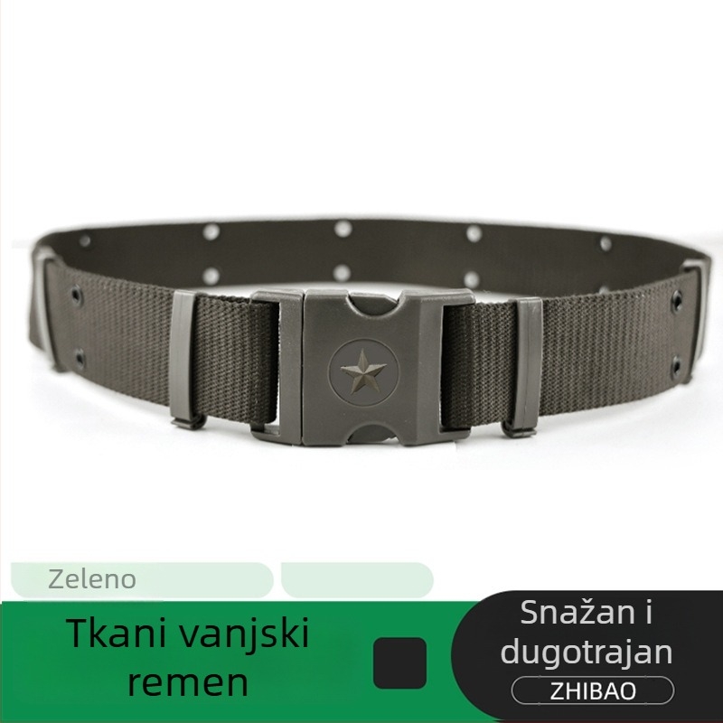 Studentski vojni trening pojas, platneni, plastična kopča, zaključavanje kopčom, spojna konstrukcija