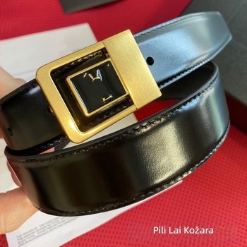Ženski kožni pojas od prave kože, koža prvog sloja teleća, bakrena kopča, glatko zaključavanje, svestran stil, elektroplatirani završetak