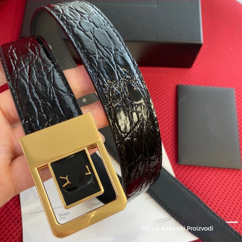 Ženski kožni pojas od prave kože, koža prvog sloja teleća, bakrena kopča, glatko zaključavanje, svestran stil, elektroplatirani završetak