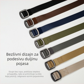 Platneni pojas za muškarce, casual taktički pleteni pojas (Materijal: platno; Materijal kopče: legura; Način kopče: japanski gumb; Širina: 2–4 cm; Završna obrada: elektro-poliranje, lasersko graviranje, četkanje)