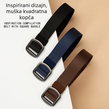 Platneni pojas za muškarce, casual taktički pleteni pojas (Materijal: platno; Materijal kopče: legura; Način kopče: japanski gumb; Širina: 2–4 cm; Završna obrada: elektro-poliranje, lasersko graviranje, četkanje)