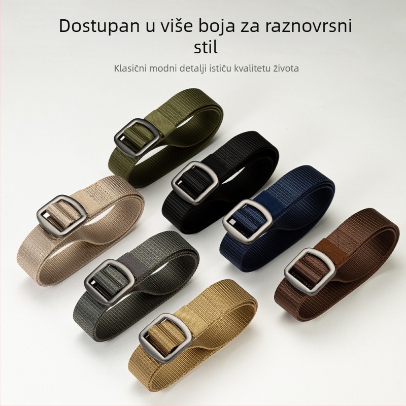 Platneni pojas za muškarce, casual taktički pleteni pojas (Materijal: platno; Materijal kopče: legura; Način kopče: japanski gumb; Širina: 2–4 cm; Završna obrada: elektro-poliranje, lasersko graviranje, četkanje)