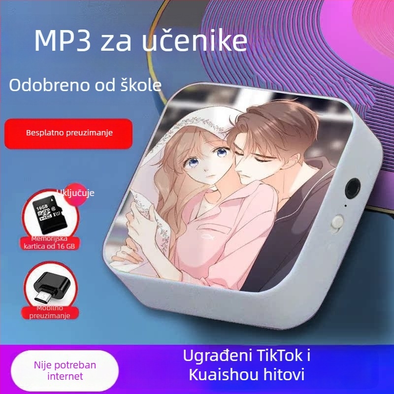 Bluetooth MP3 player za učenike – prijenosni uređaj za glazbu i slušanje engleskog, pogodan za srednju školu, za dječake i djevojčice
