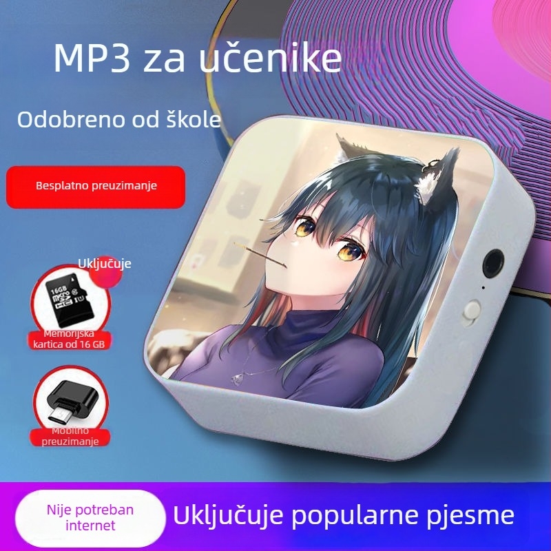 Bluetooth MP3 player za učenike – prijenosni uređaj za glazbu i slušanje engleskog, pogodan za srednju školu, za dječake i djevojčice