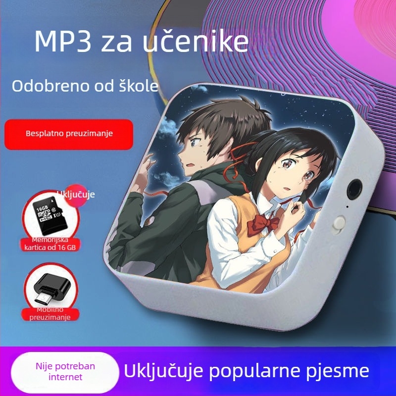 Bluetooth MP3 player za učenike – prijenosni uređaj za glazbu i slušanje engleskog, pogodan za srednju školu, za dječake i djevojčice