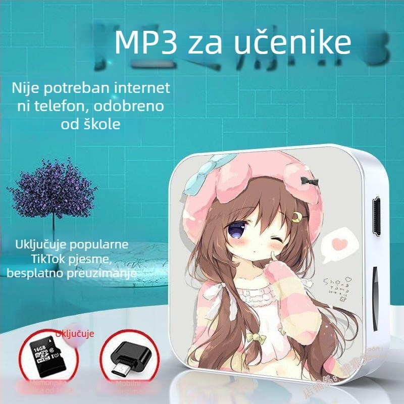 Bluetooth MP3 player za učenike – prijenosni uređaj za glazbu i slušanje engleskog, pogodan za srednju školu, za dječake i djevojčice