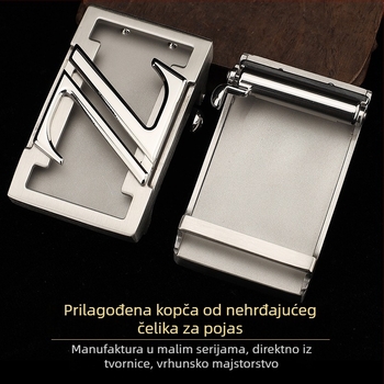 Muška automatska kopča za remen od nehrđajućeg čelika, pravokutnog oblika, uzorak slova, poslovni stil