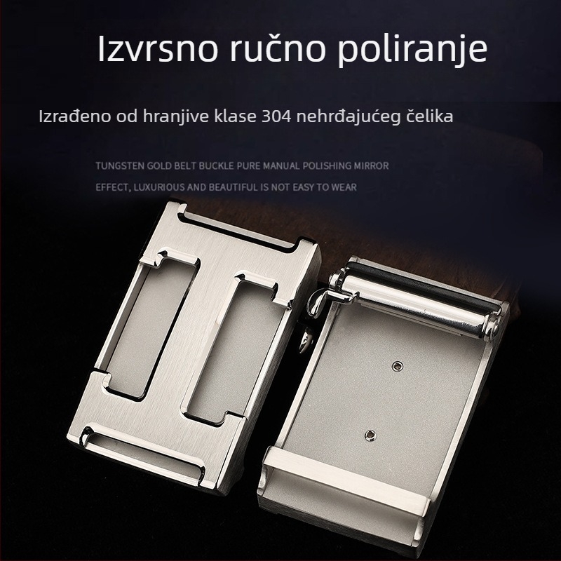 Muška automatska kopča za remen od nehrđajućeg čelika, pravokutnog oblika, uzorak slova, poslovni stil