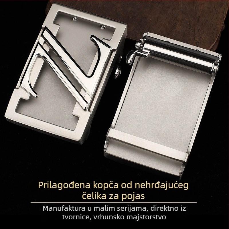 Muška automatska kopča za remen od nehrđajućeg čelika, pravokutnog oblika, uzorak slova, poslovni stil