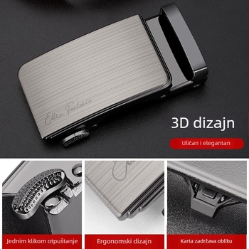 Muški kaiš od legura s automatskom kopčom, kvadratna kopča, poslovni stil, mogućnost prilagodbe