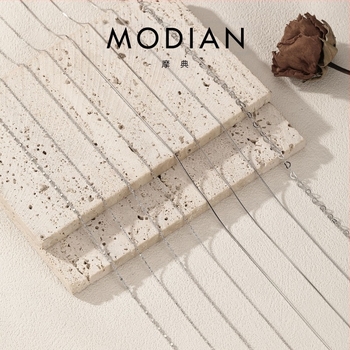 Ogrlica od 925 srebra, bez privjeska, lanac zmijskog tipa, geometrijski oblik, INS stil