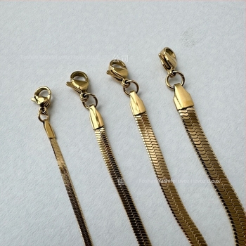 Ogrlica od titan čelika, lanac s oštricom, elektropolirano s 18K zlatom