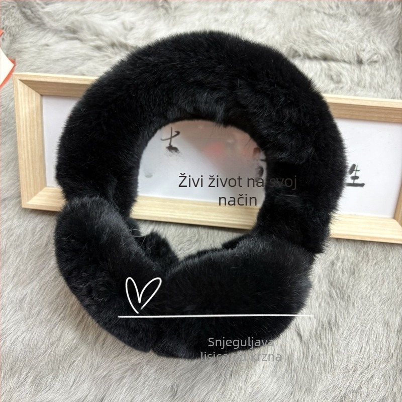 Ušni grijač od krzna kunića, unisex, za odrasle, sklopivi, zima/jesen