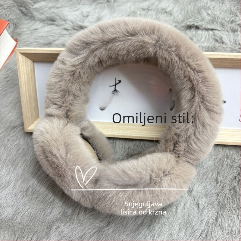 Ušni grijač od krzna kunića, unisex, za odrasle, sklopivi, zima/jesen